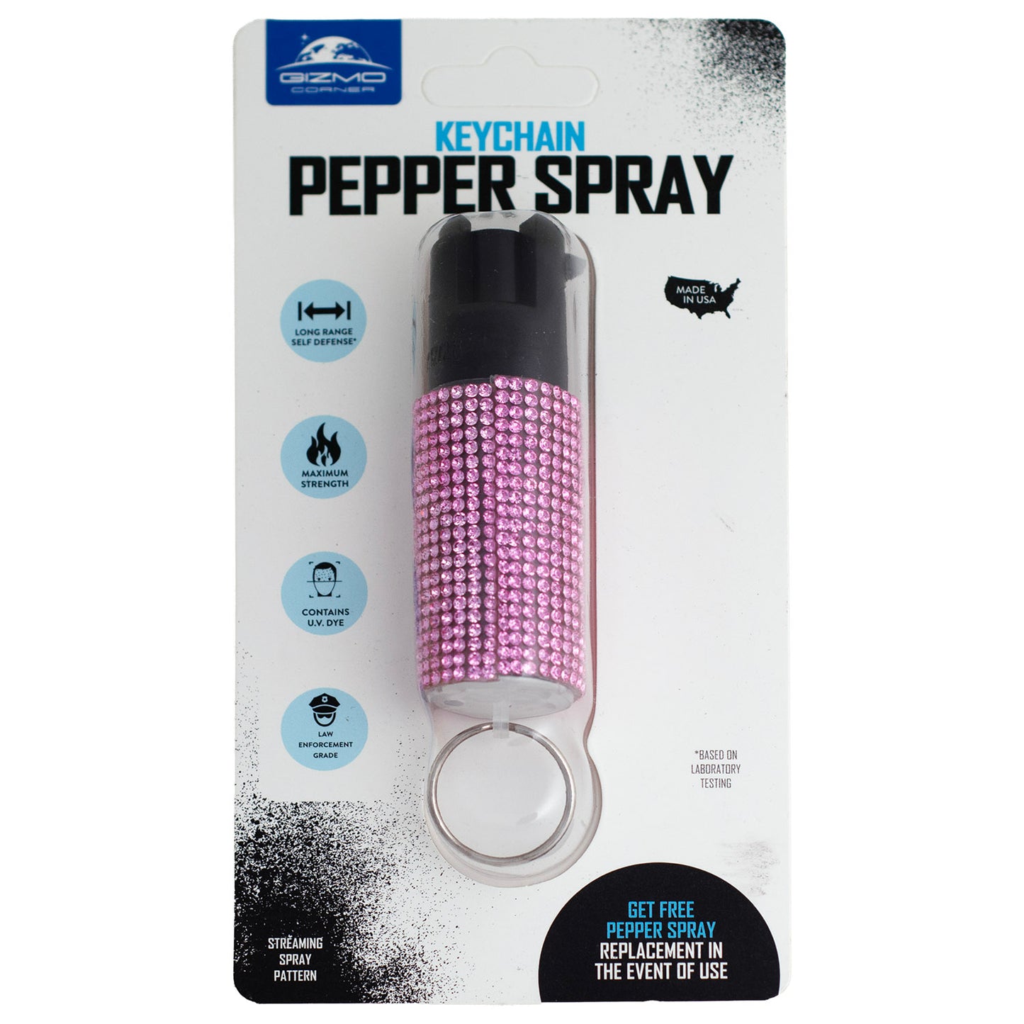 Bling it on Keychain Pepper Spray with Stylish Rhinestone Design