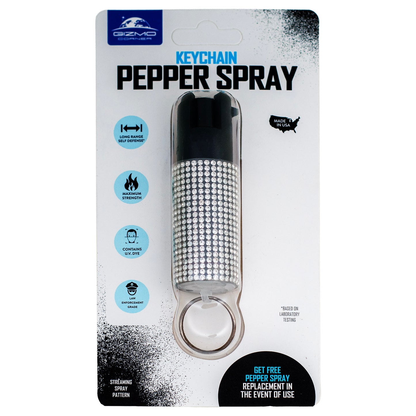 Bling it on Keychain Pepper Spray with Stylish Rhinestone Design