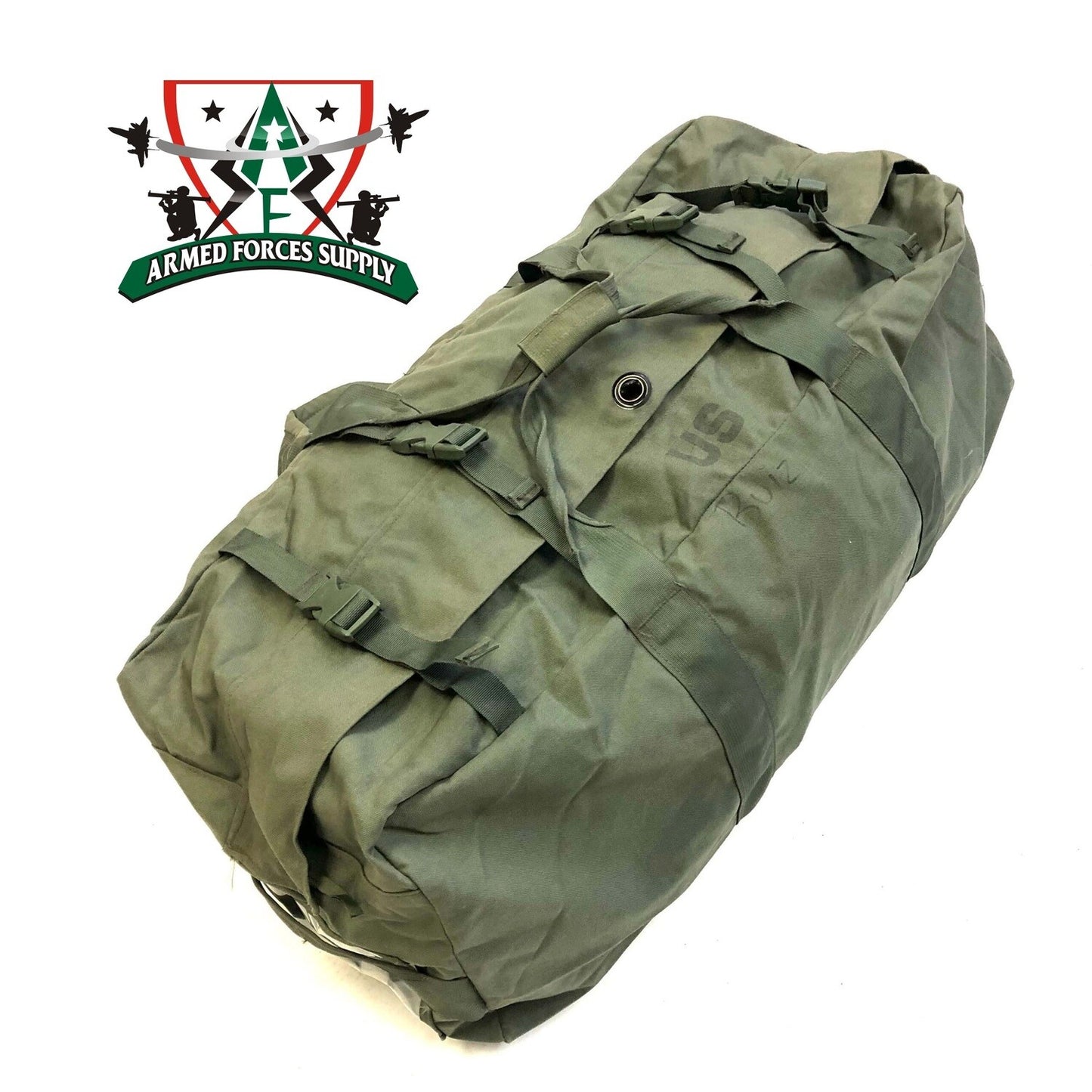 MILITARY SURPLUS ARMY OD NYLON SIDE LOAD ZIPPER DUFFLE BAG