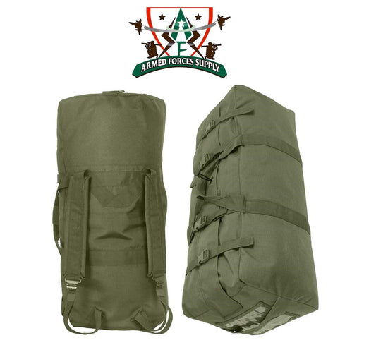 MILITARY SURPLUS ARMY OD NYLON SIDE LOAD ZIPPER DUFFLE BAG
