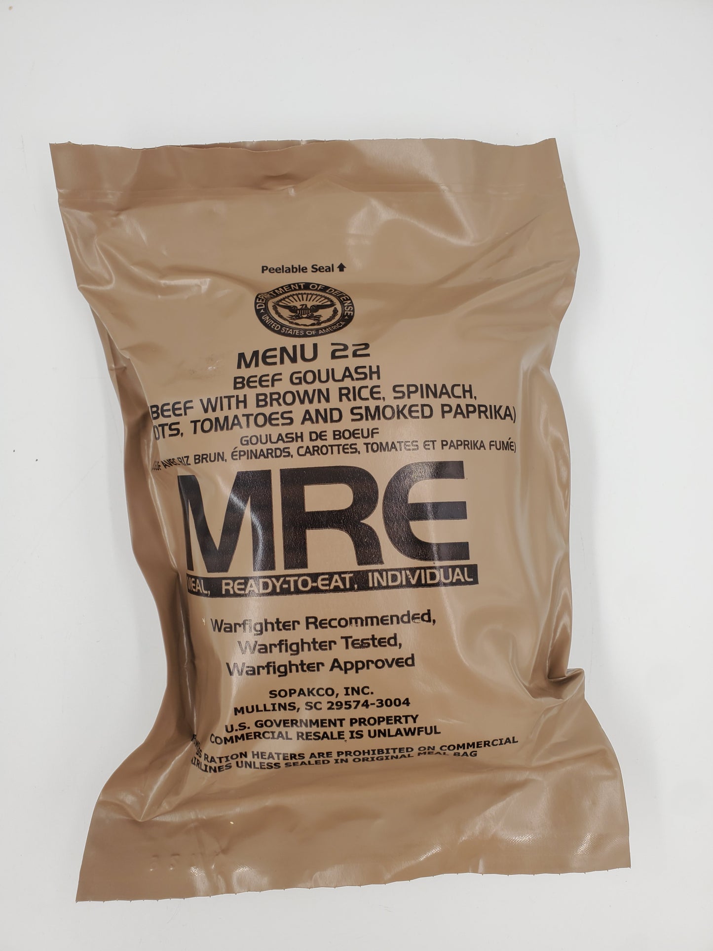 MRE BEEF GOULASH MEAL