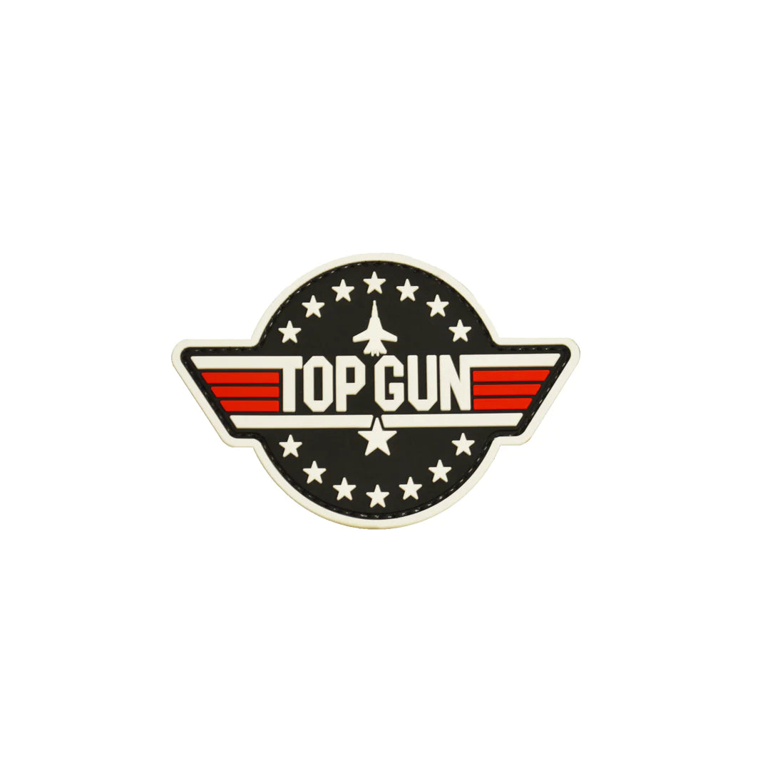 TOP GUN ROUND BLACK WITH STARS PVC PATCH