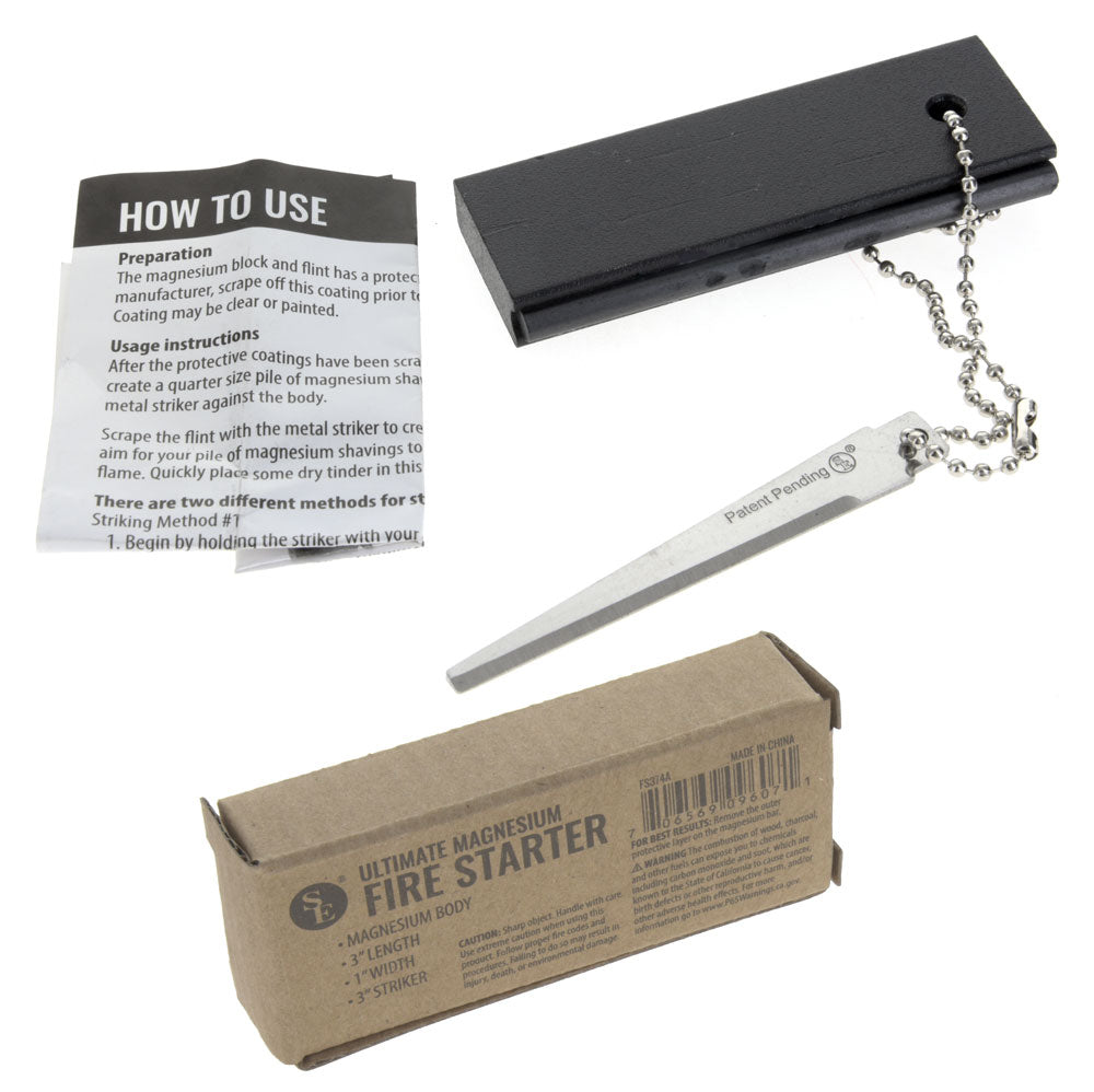 Full Magnesium Body Fire Starter (3" x 1"),With 3" Striker