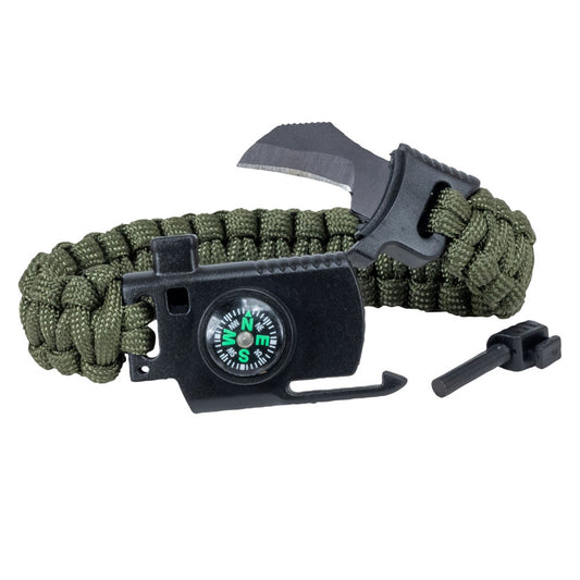 NYLON CORD SURVIVAL BRACELET WITH MINI KNIFE AND COMPASS