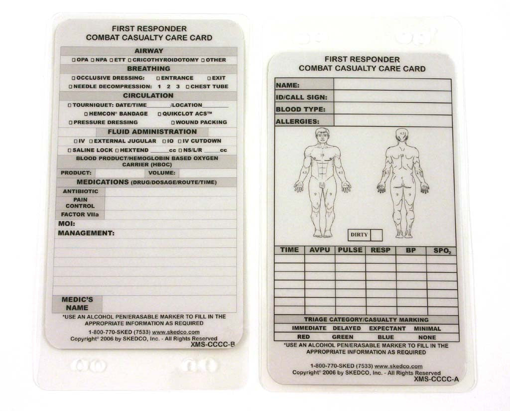 XMS First Responder Combat Casualty Care Card