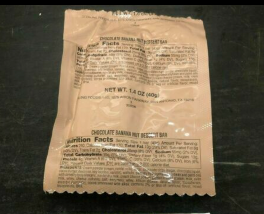 MILITARY MRE CHOCOLATE BANANA NUT BAR