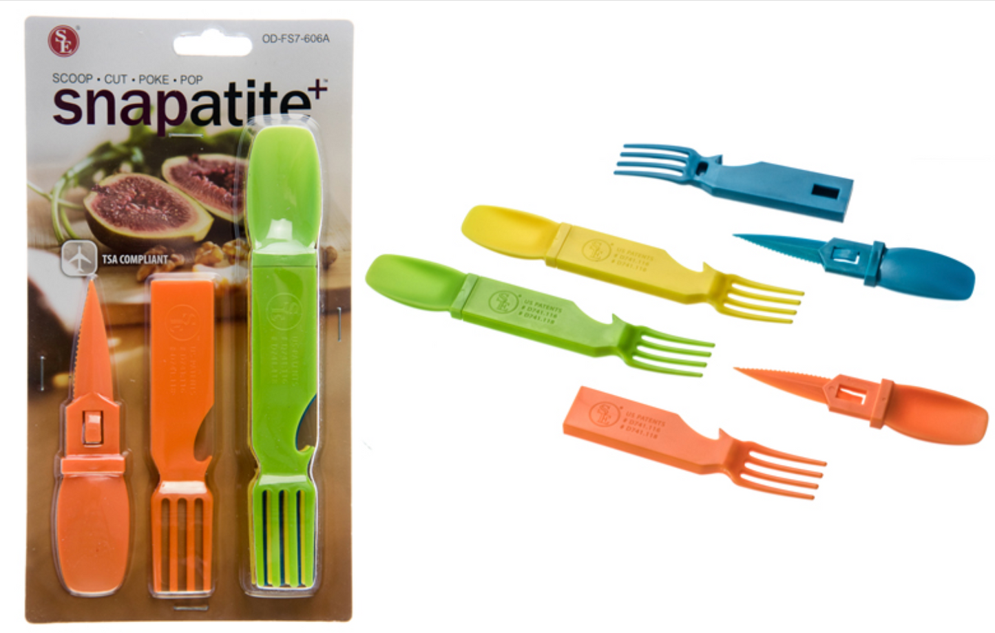 4Pcs-4-IN-1 Detachable Snapatite+Utensil+Bottle Opener (Blue,Green, Yellow, Orange)