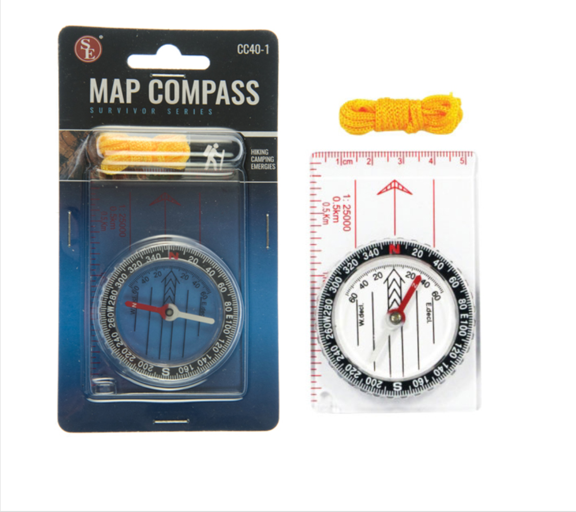 Map Compass with Ruler and Lanyard