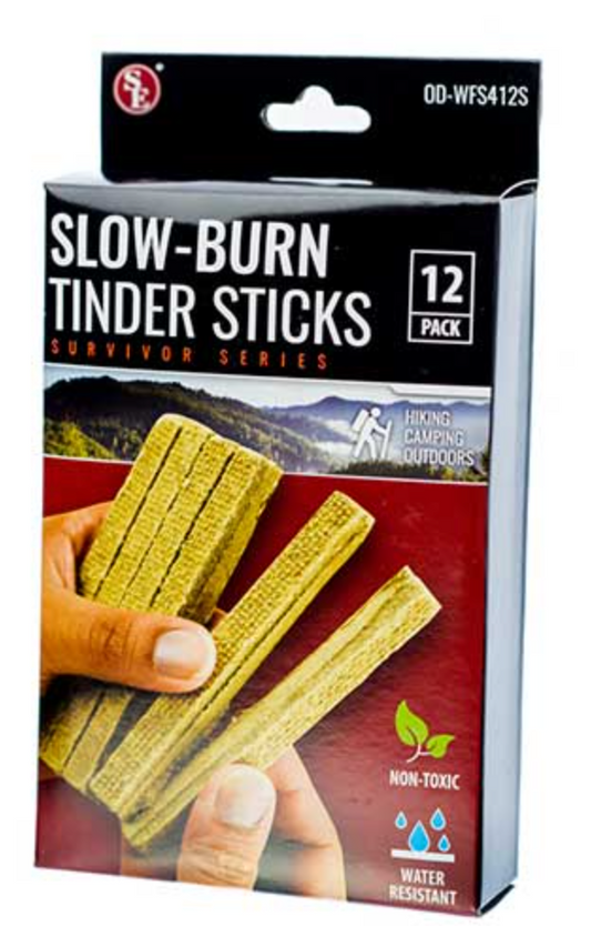 12 Pack Slow-Burn Water Resistant Tinder Sticks