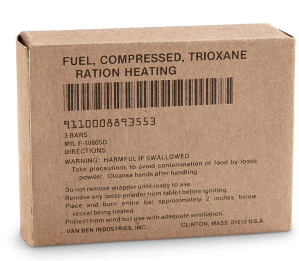 U.S. GI TRIOXANE RATION HEATING FUEL BARS