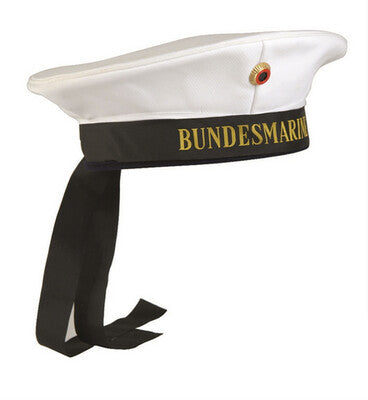 GERMAN WHITE SAILOR HAT W/RIBBON (USED)
