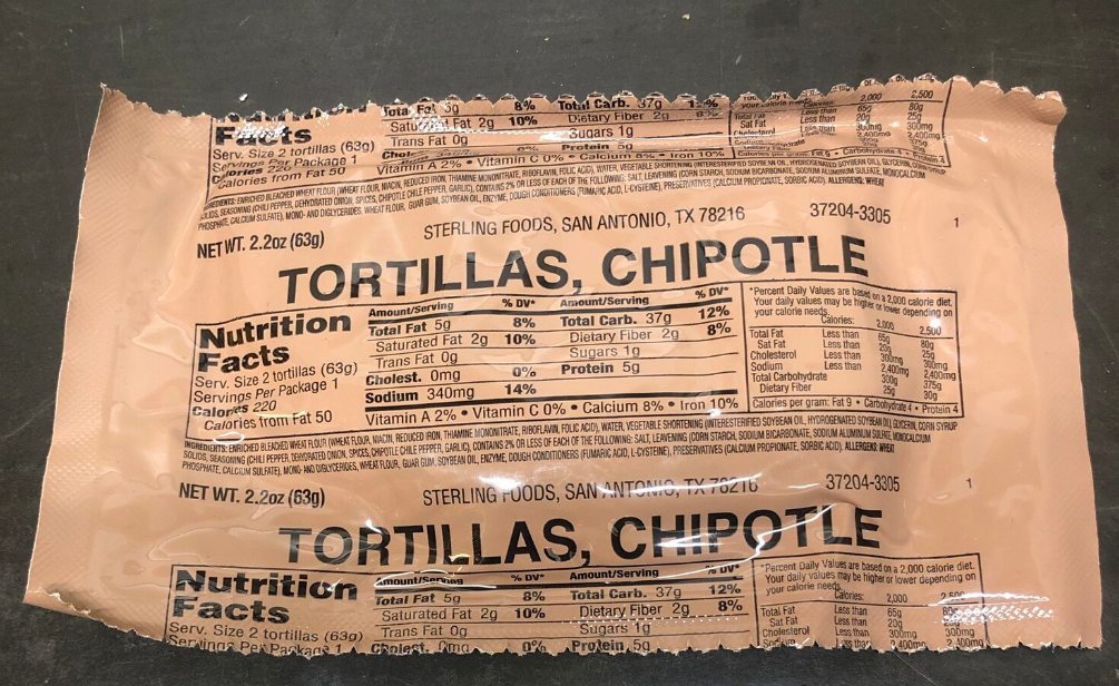MILITARY MRE CHIPOTLE TORTILLAS