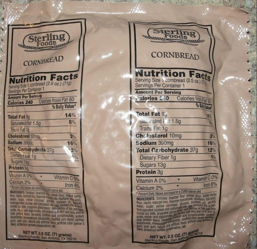 MILITARY MRE CORNBREAD SNACK