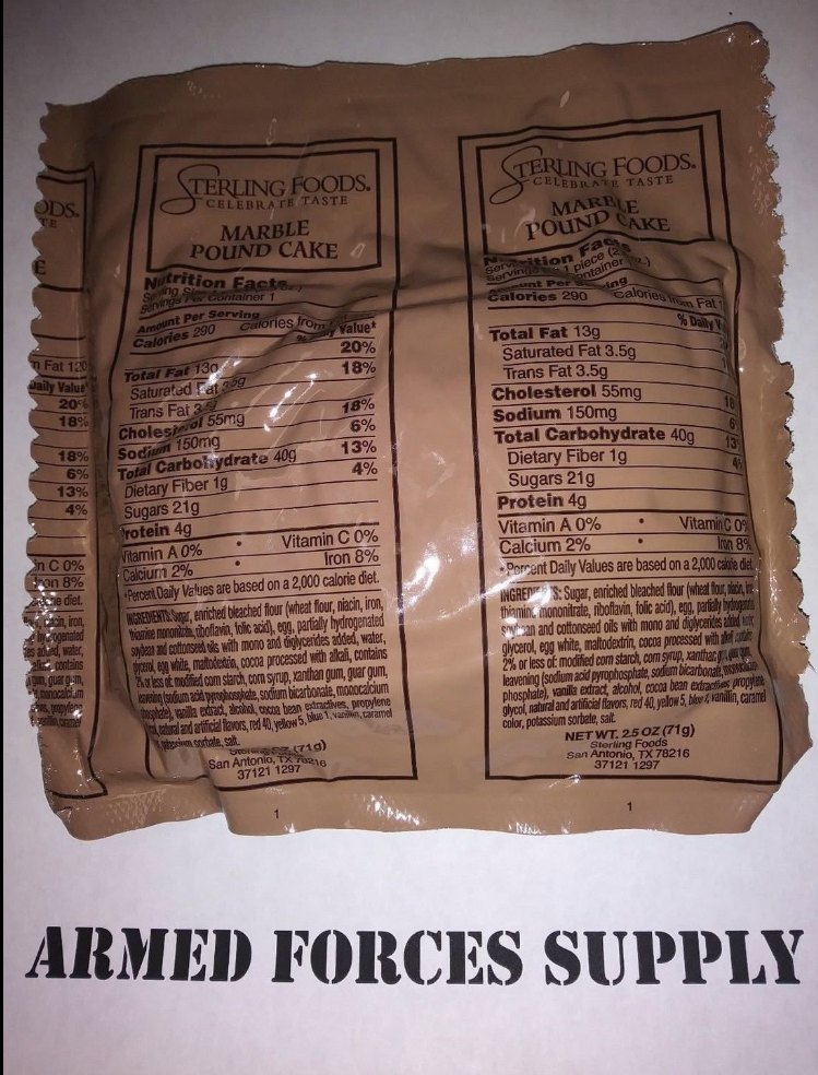 MILITARY MRE DESSERT MARBLE POUND CAKE