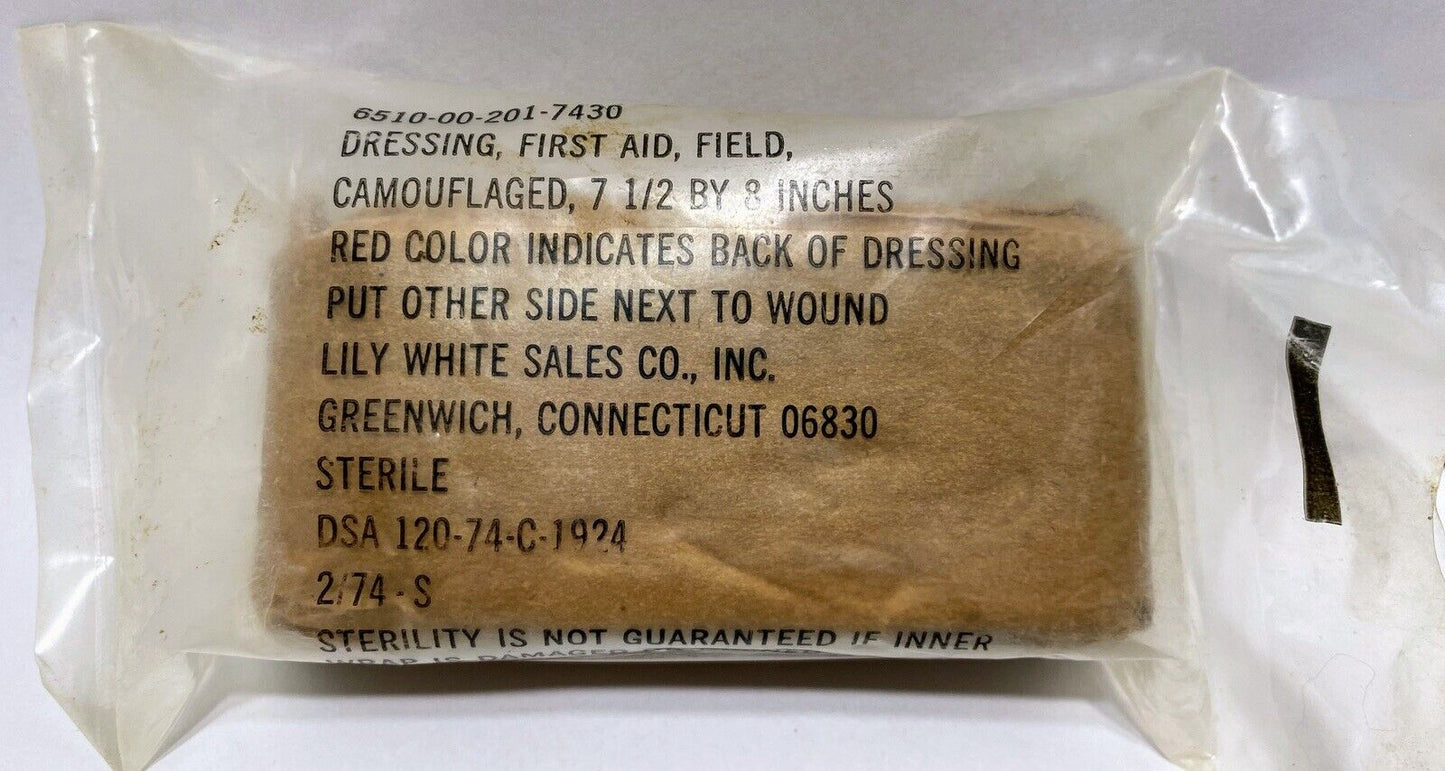 MILITARY CAMOUFLAGE FIELD DRESSING FIRST AID 4X7