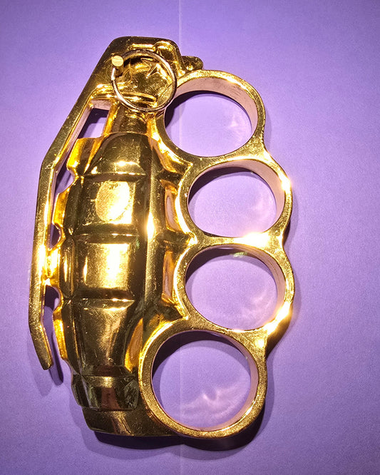 GOLD GRENADE BRASS KNUCKLES