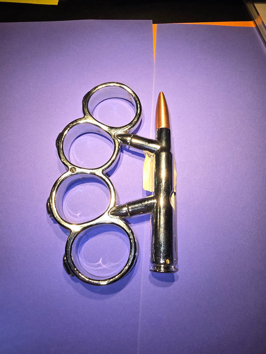 SILVER BULLET W/ KNIFE BRASS KNUCKLES