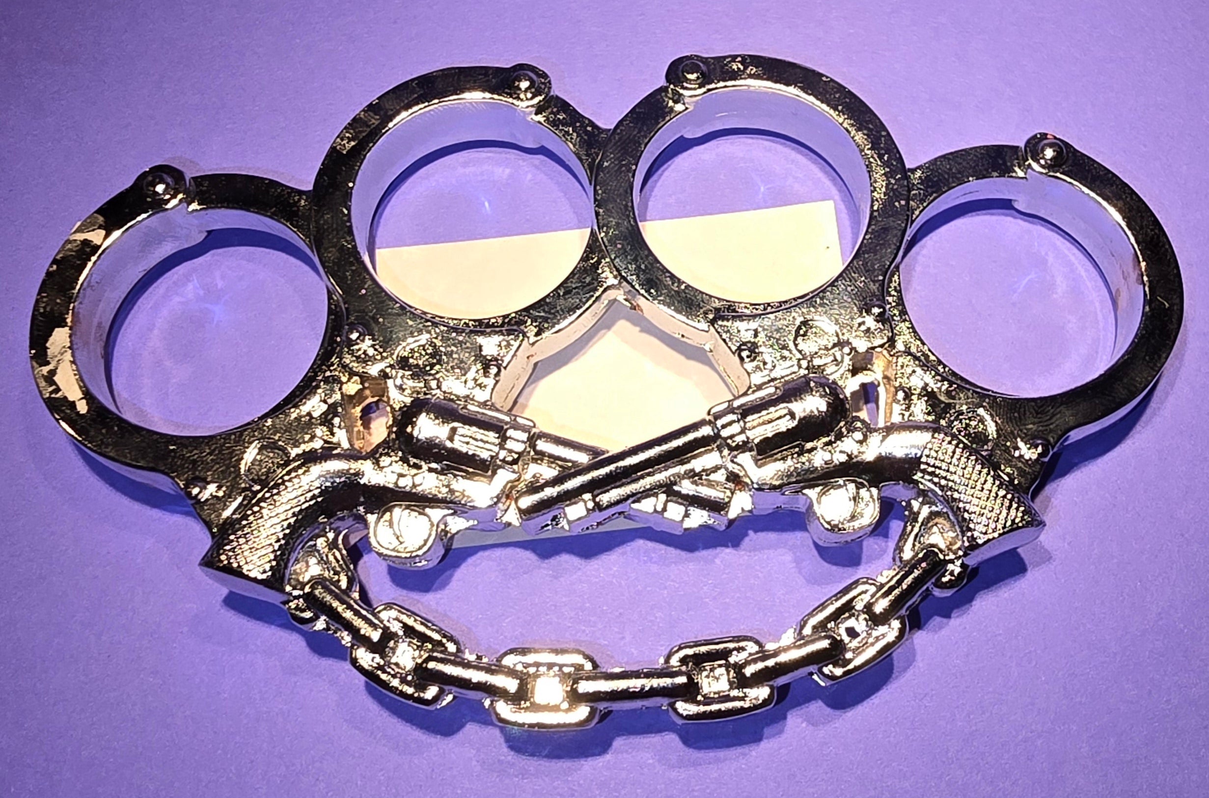 SILVER HANDCUFF REVOLVER BRASS KNUCKLE