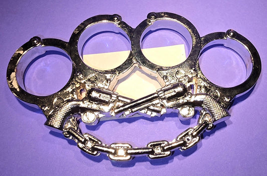 SILVER HANDCUFF REVOLVER BRASS KNUCKLE