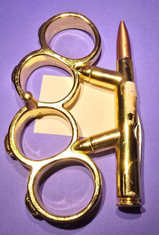 GOLD BULLE W/ KNIFE BRASS KNUCKLES