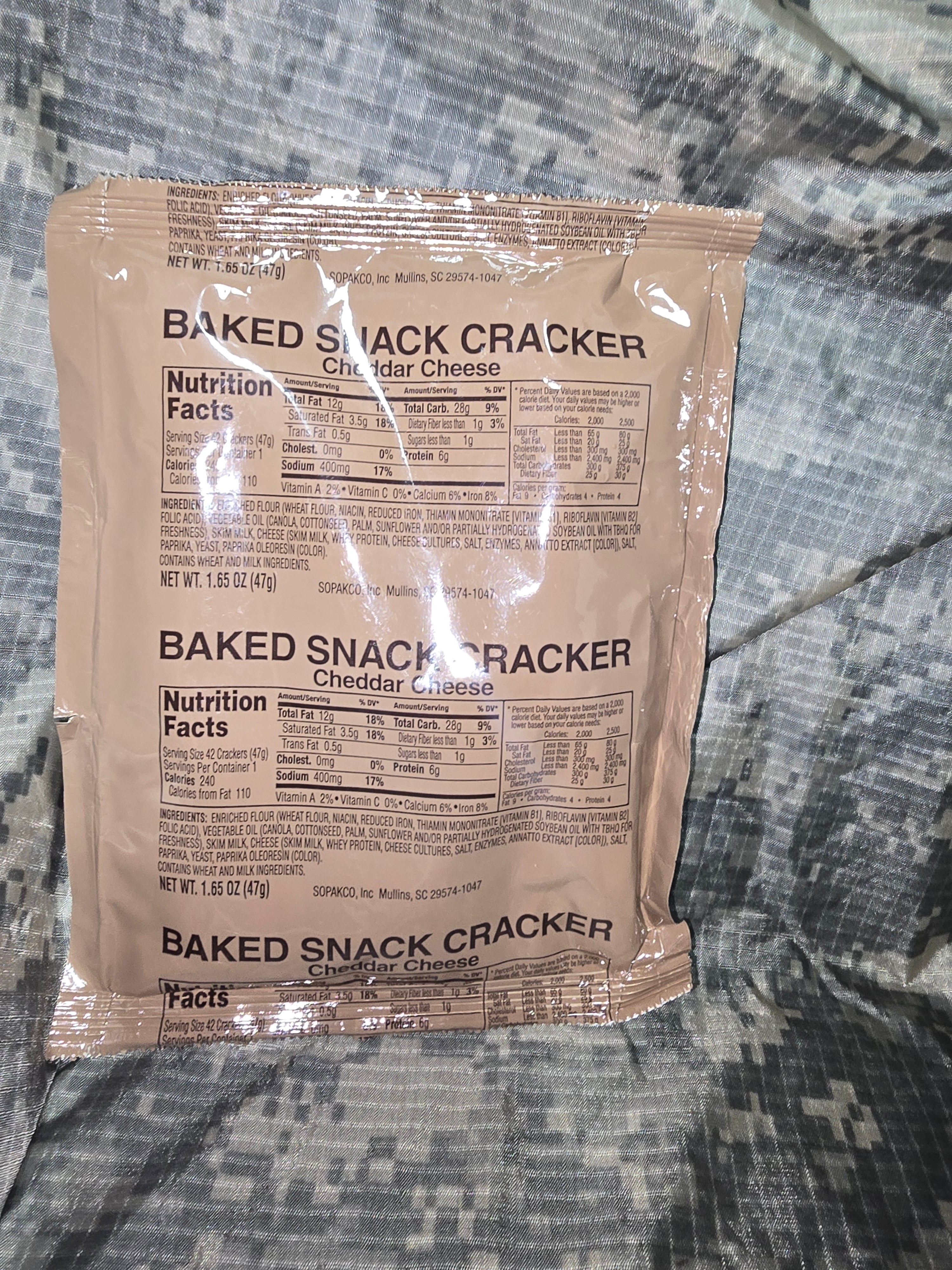 Military MRE Cheddar Cheese Baked Snack Crackers