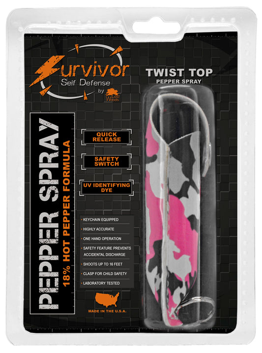 1/2 Ounce Survivor Pepper Spray Keychain - Pink Camo