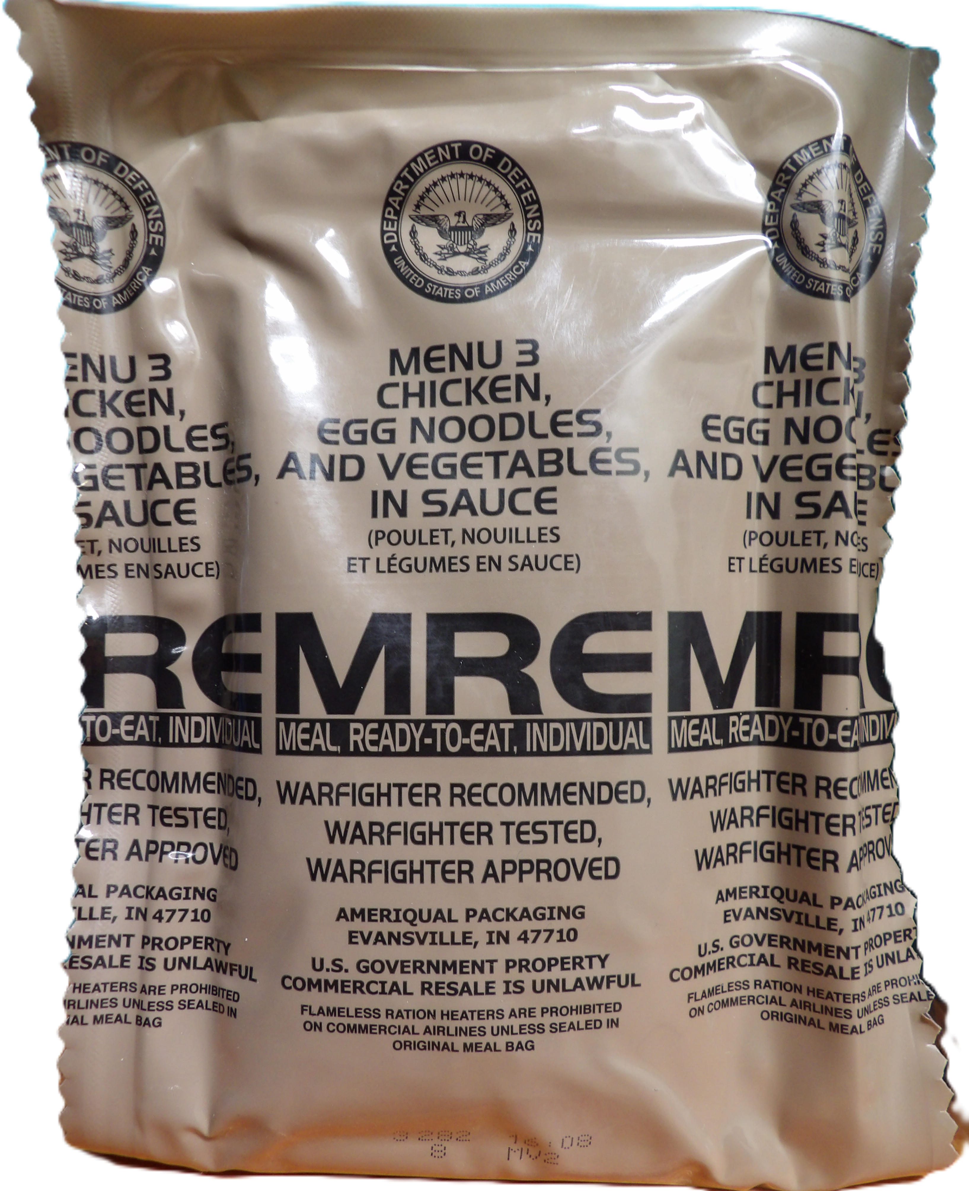 CHICKEN, EGG NOODLES, AND VEGTABLES, IN SAUCE MRE