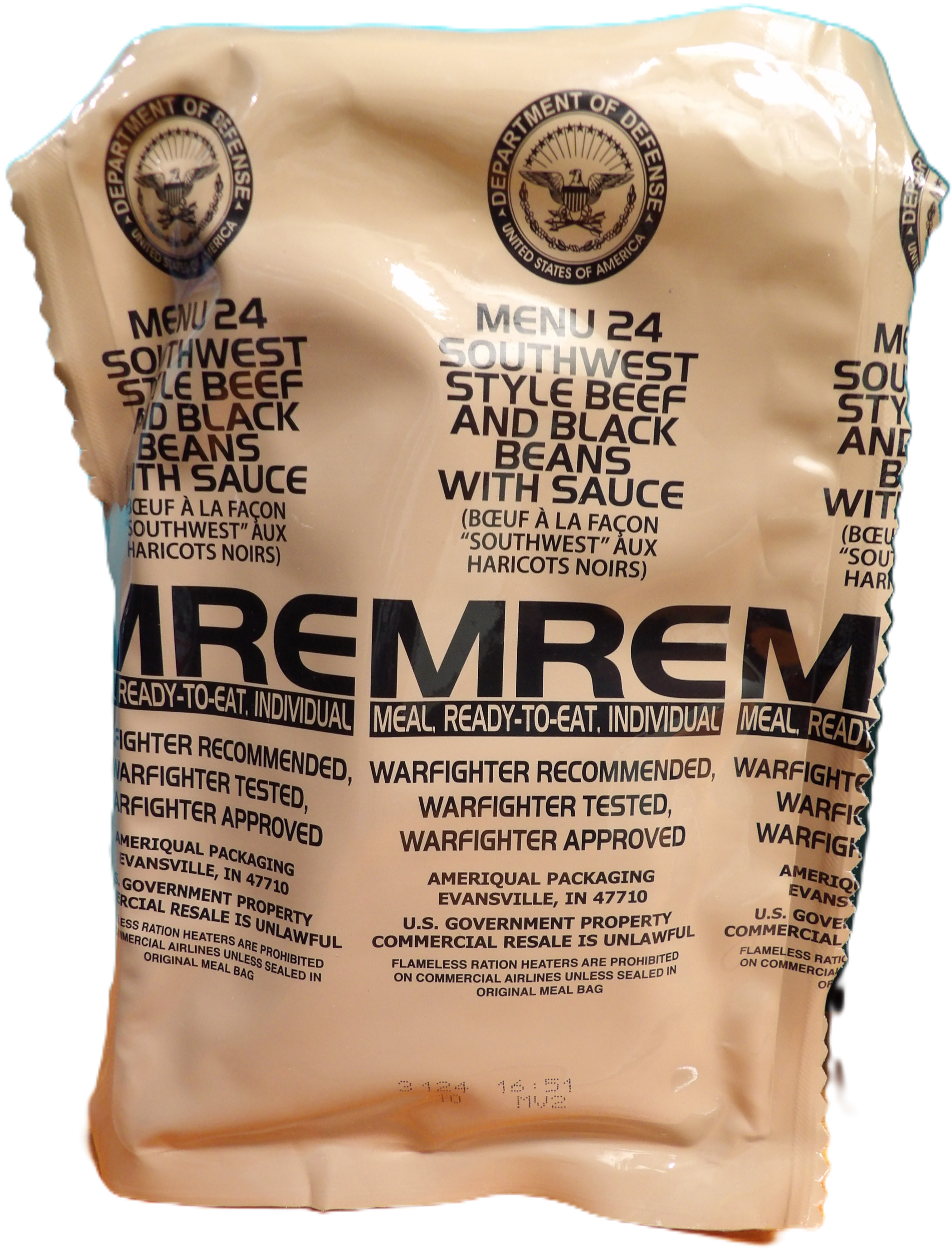SOUTHWEST STYLE BEEF AND BLACK BEAN WITH SAUCE MRE