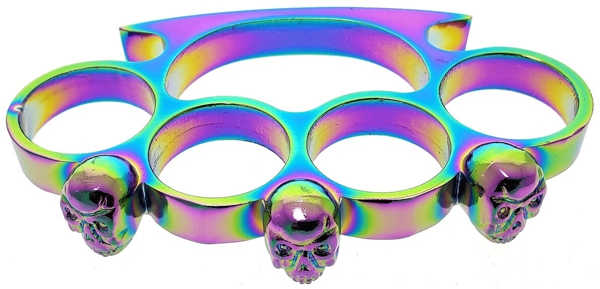 RAINBOW SKULL BRASS KNUCKLES