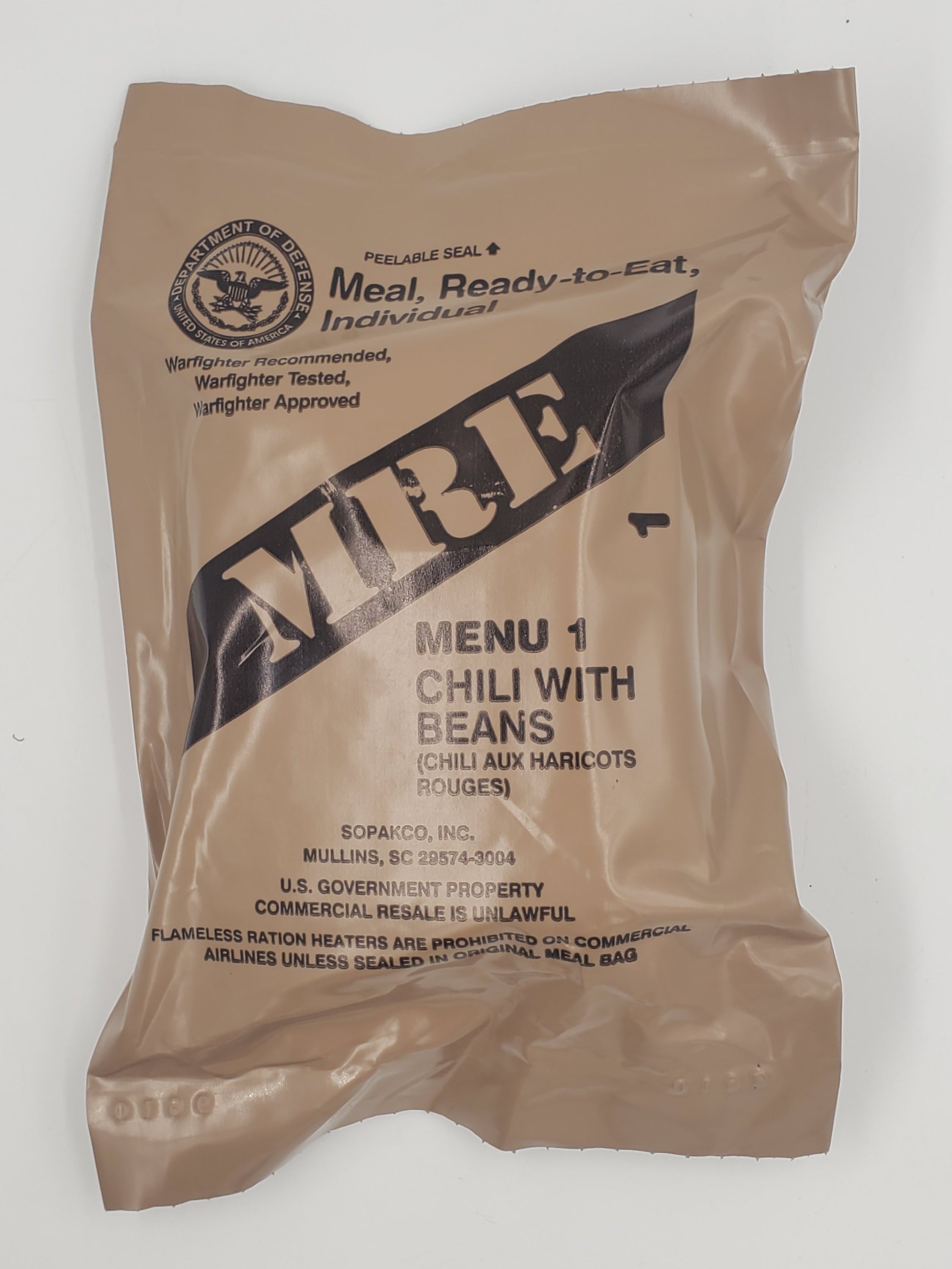 CHILI WITH BEANS MRE – Armed Forces Supply