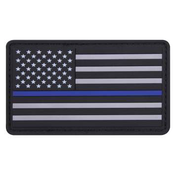 PVC Thin Blue Line Flag Patch - Hook Back