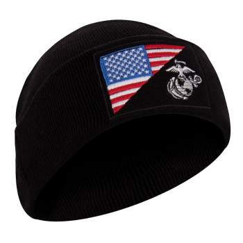 USMC Eagle, Globe and Anchor / US Flag Deluxe Fine Knit Watch Cap