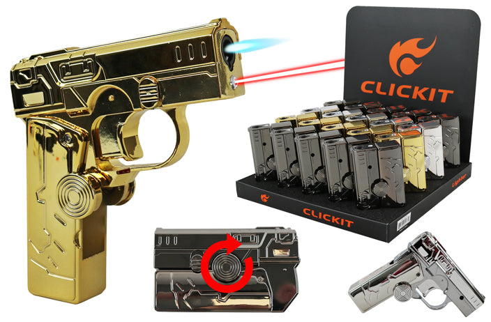 Fidget Pistol Torch Lighter with Laser