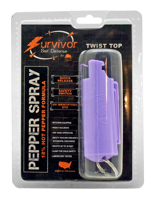 1/2 Ounce Survivor Self Defense Belt Clip Hard Case Pepper Spray Keychain - Lilac Lilly
