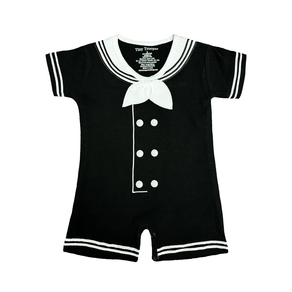 Navy Sailor Baby Romper W/ Kerchief