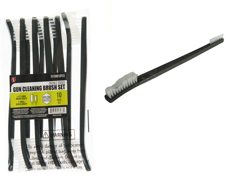 10 Piece Set- 7" Double Ended Nylon Bristle Cleaning Brush Set