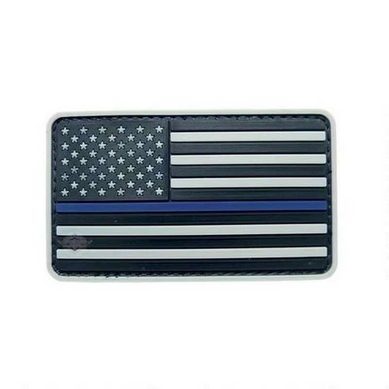 U.S. Flag PVC Moral Patch Gray W/ Blue Stripe