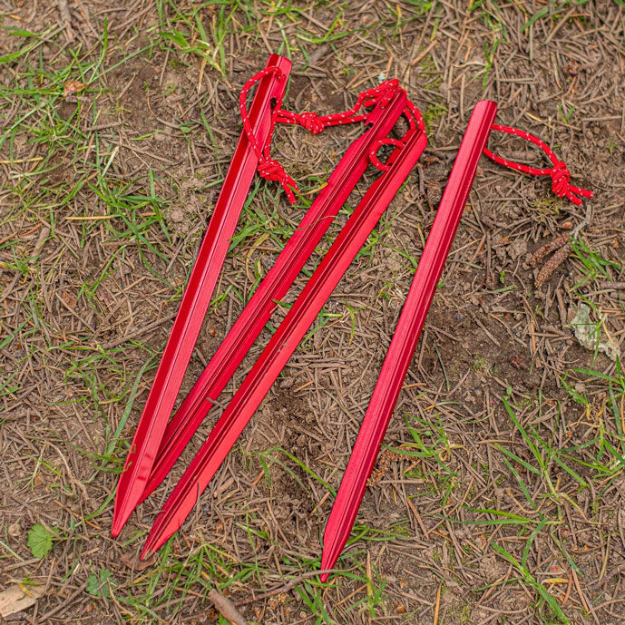 9" Aluminum Single Cut Tent Pegs, Aircraft Grade 6061 Aluminum