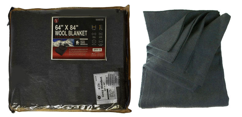 64"x 84" Charcoal Gray Wool Blanket (80% Wool)