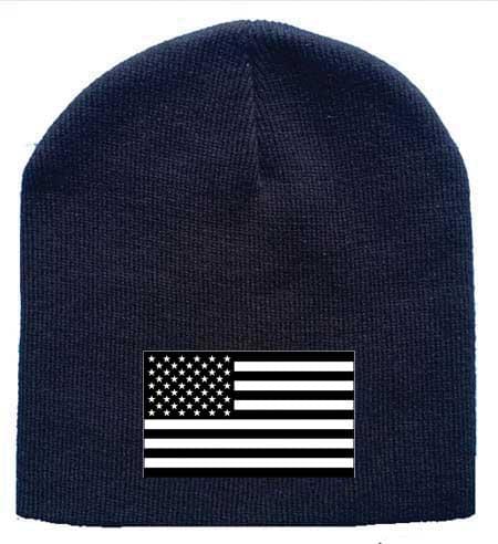 Embroidered Beanie USA Black and White