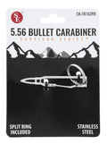 5.56 Bullet Stainless Steel Carabiner With Split Ring