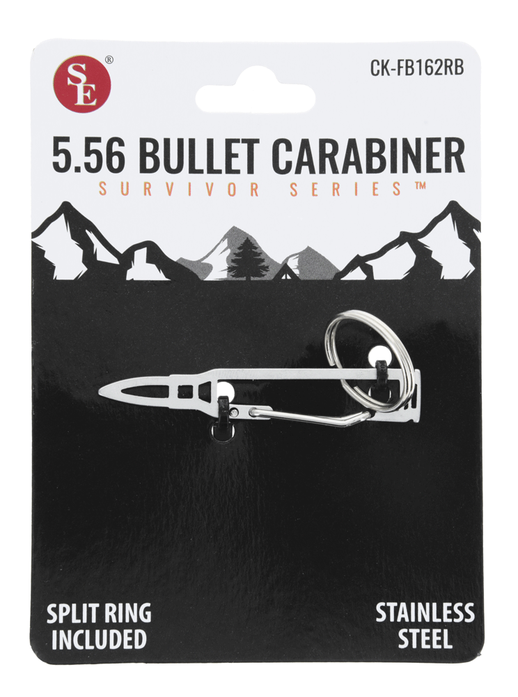 5.56 Bullet Stainless Steel Carabiner With Split Ring