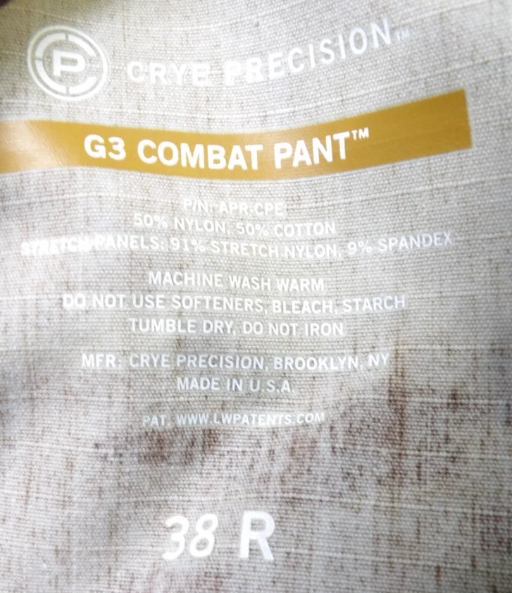 CRYE PRECISION G3 COMBAT PANTS 38R MULTICAM