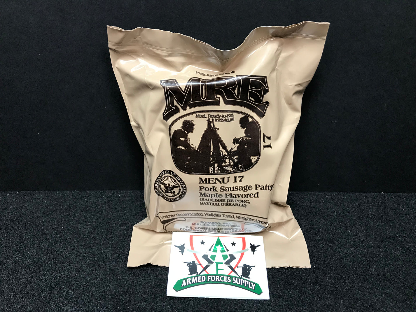 MAPLE PORK SAUSAGE PATTY MRE Armed Forces Supply