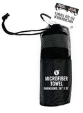 Microfiber-To-Go Towel with Carabiner, Storage Bag Included (24"X36")