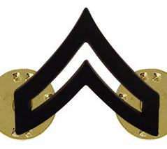Army Chevron: Corporal: CPL - black metal