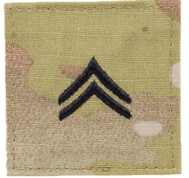 Army embroidered OCP rank insignia with hook: Corporal