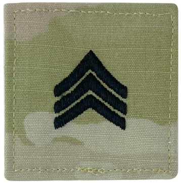 Army embroidered OCP with hook rank insignia: Sergeant