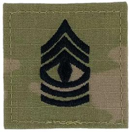 Army embroidered OCP rank insignia with hook: First Sergeant