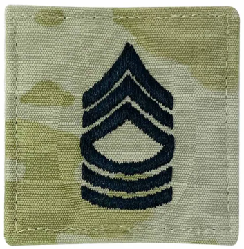 Army embroidered OCP with hook rank insignia: Master Sergeant